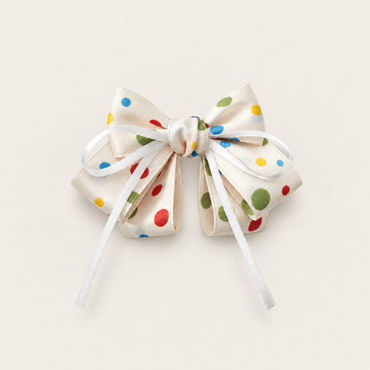 cotivie Polka Dot Satin Bow Hair Clip
