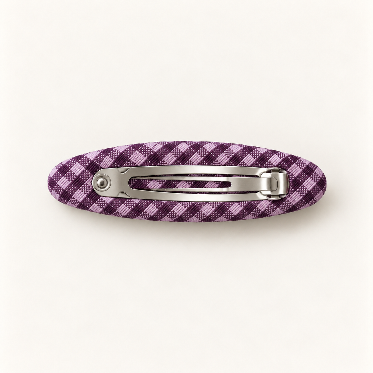 cotivie Violet Gingham Flower Barrette