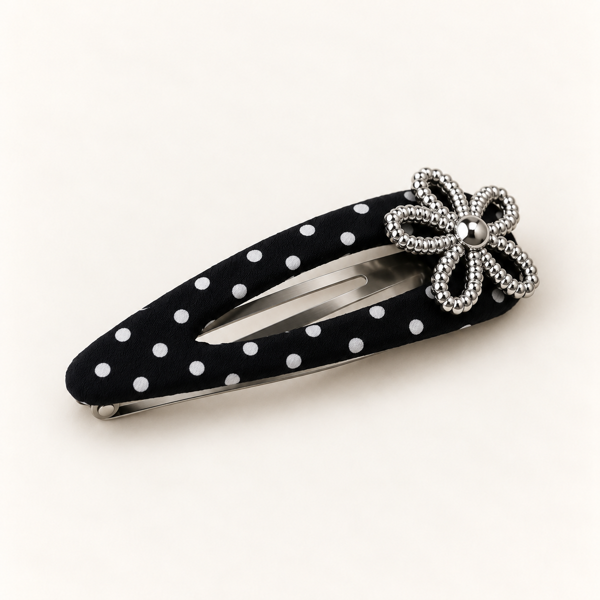 cotivie Noir Polka Dot Flower Barrette