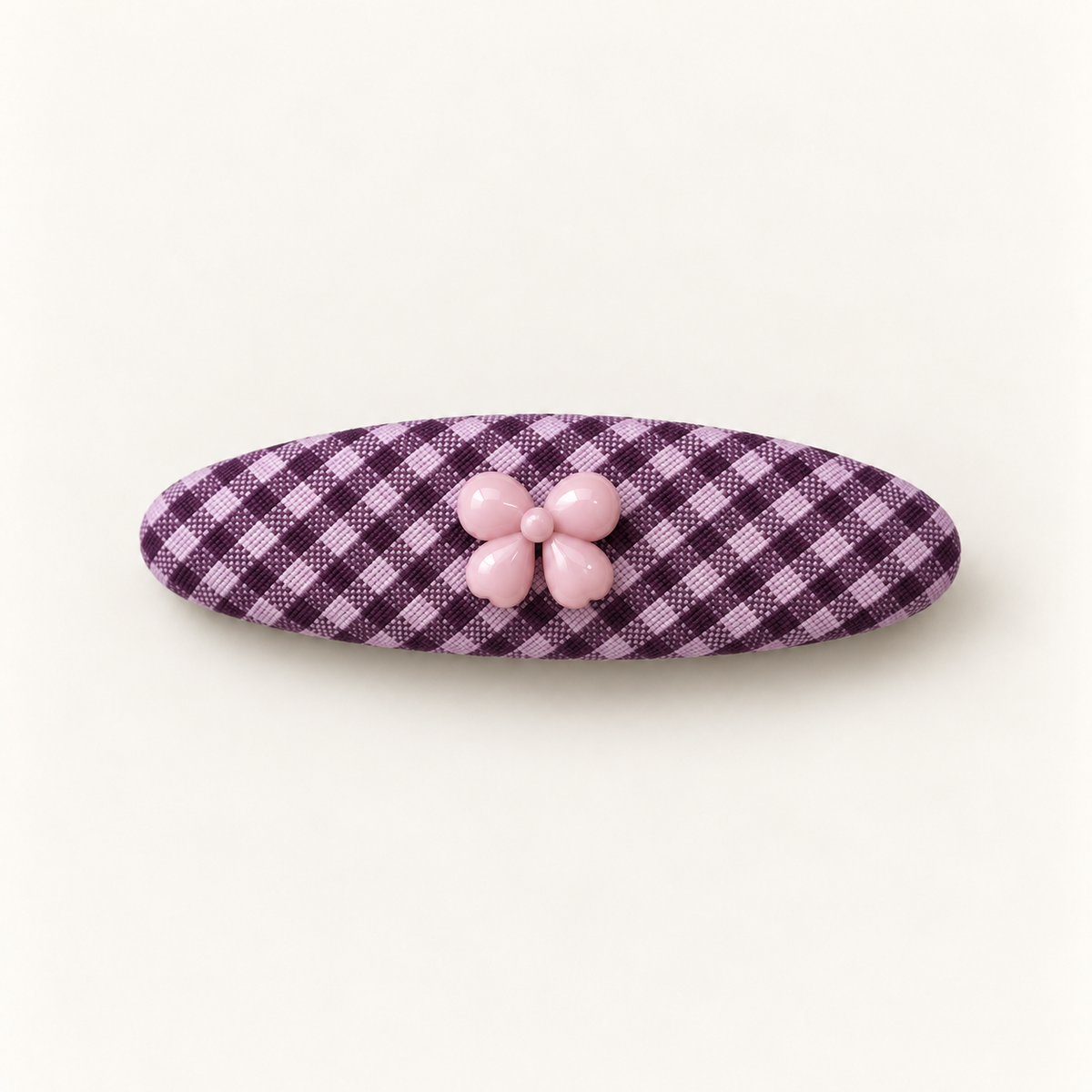 cotivie Violet Gingham Flower Barrette