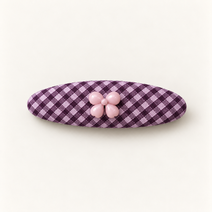 cotivie Violet Gingham Flower Barrette