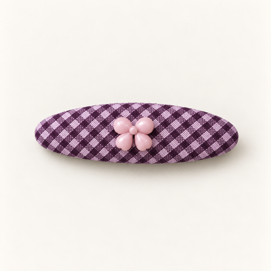 cotivie Violet Gingham Flower Barrette