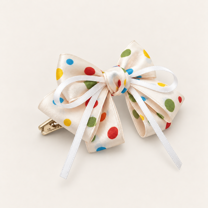 cotivie Polka Dot Satin Bow Hair Clip