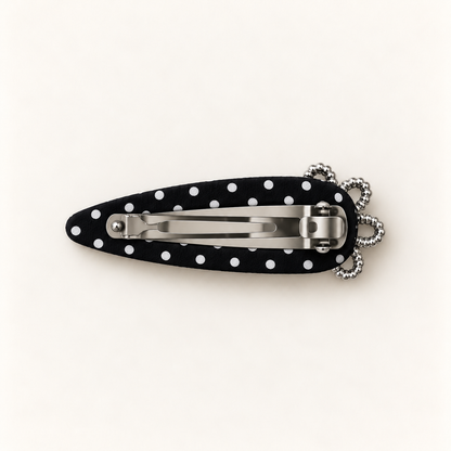 cotivie Noir Polka Dot Flower Barrette