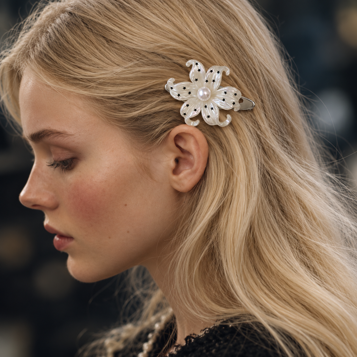 cotivie Celestial Pearl Flower Barrette