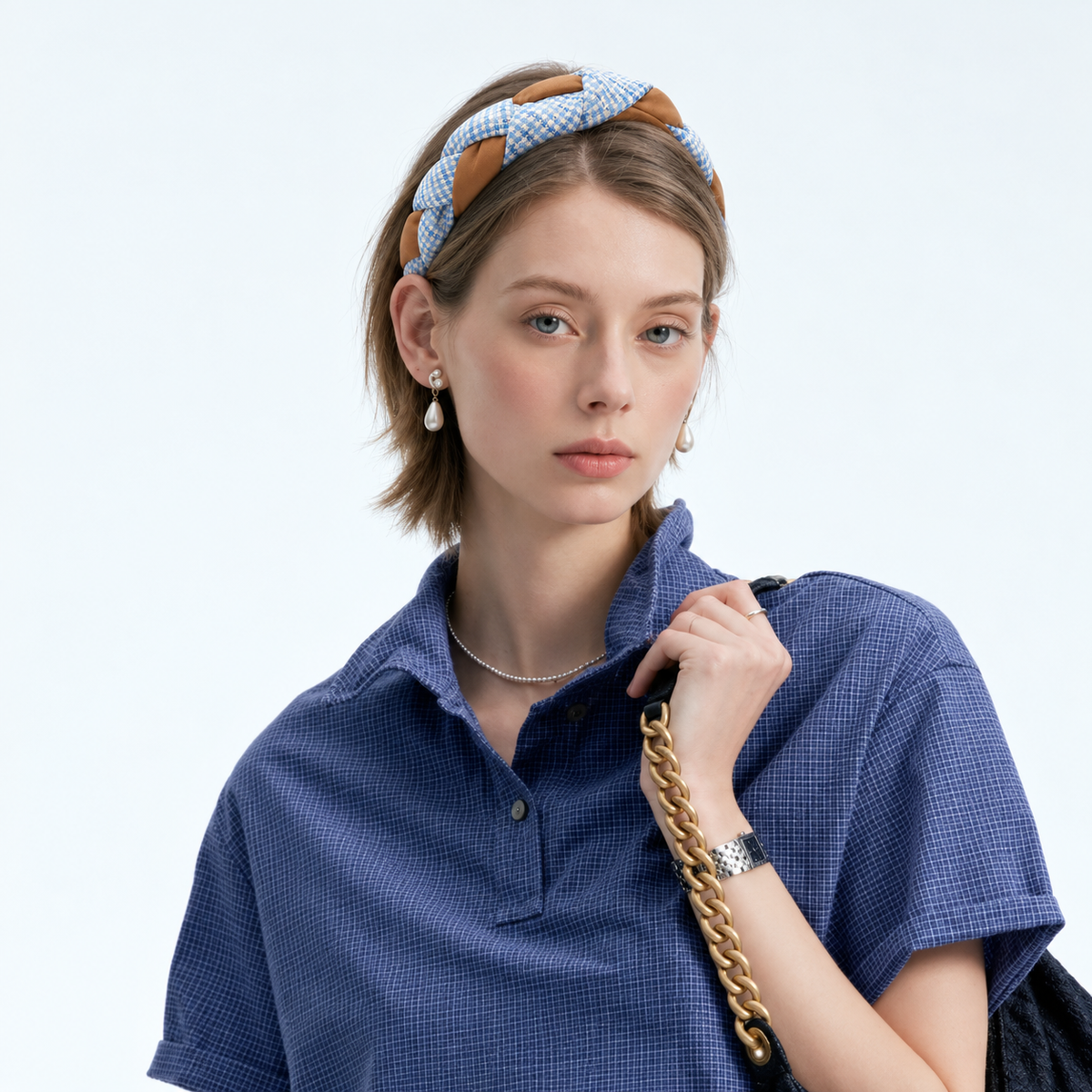 cotivie Sky & Caramel Braided Headband