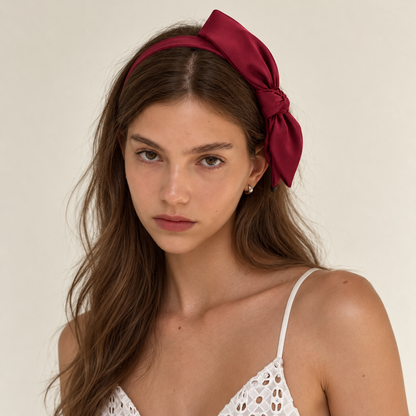 cotivie Ruby Satin Bow Headband