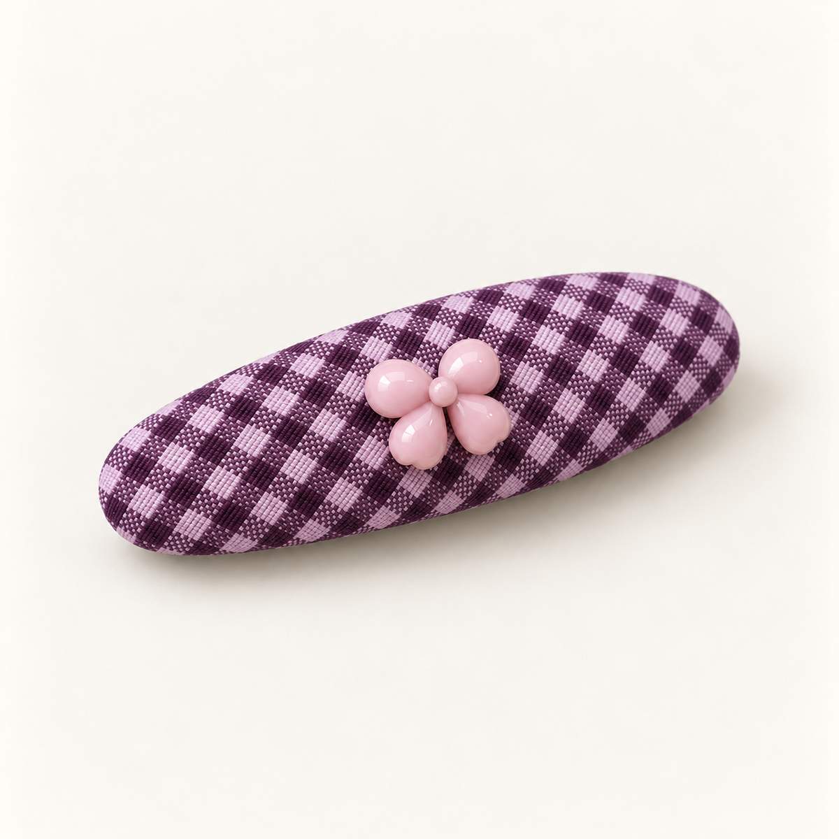 cotivie Violet Gingham Flower Barrette