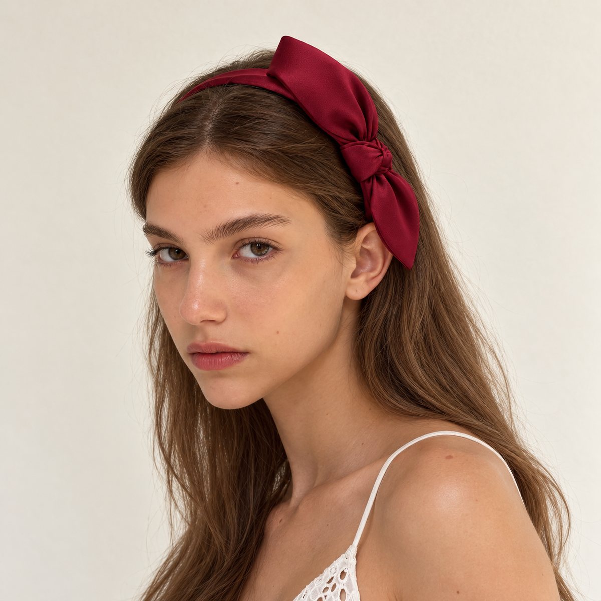 cotivie Ruby Satin Bow Headband