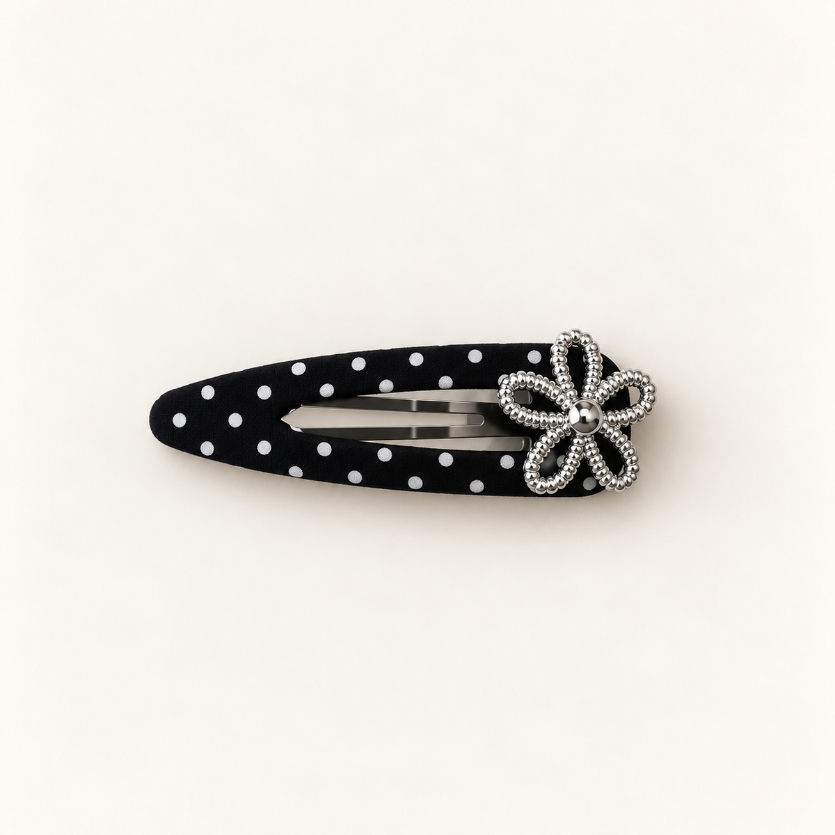 cotivie Noir Polka Dot Flower Barrette